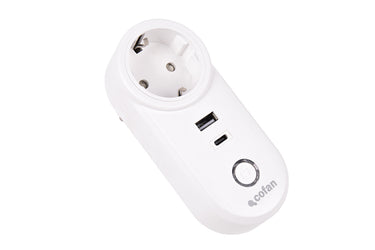 Cofan – Enchufe Inteligente WiFi con USB y USB-C | Control Remoto por App | Compatible con Alexa y Google | Temporizador y Protección Infantil